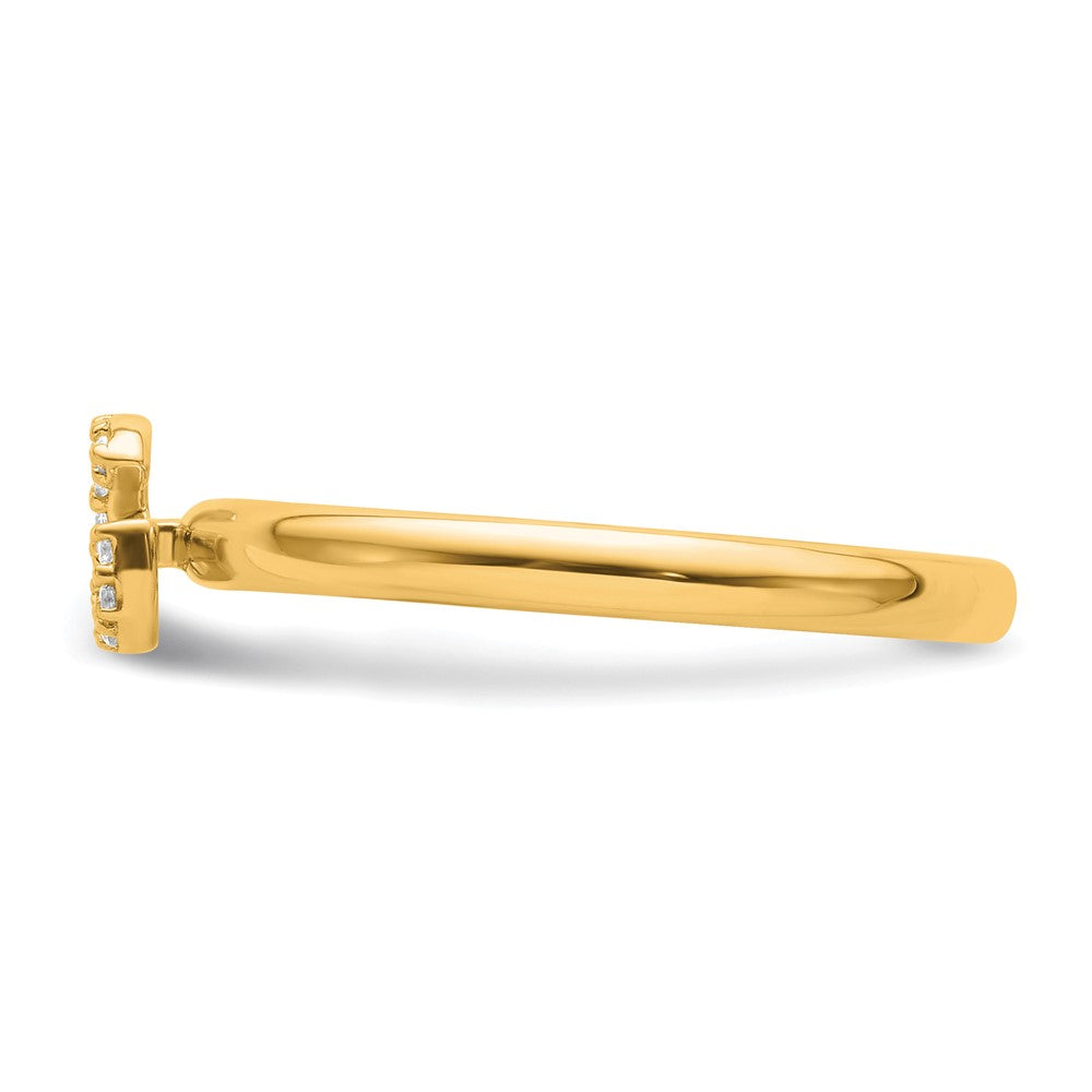14K Yellow Gold Stackable Diamond Initial G Size 7 Ring