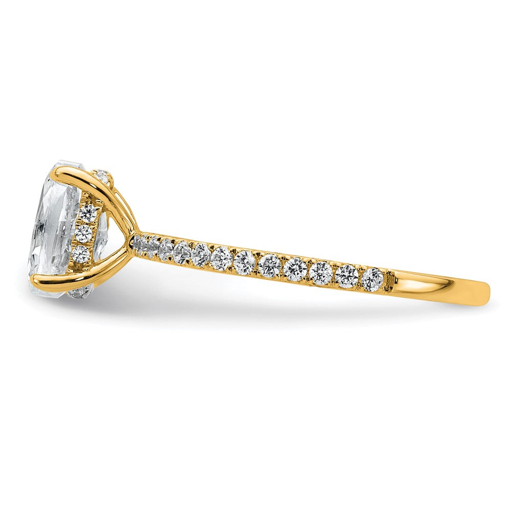 14K Yellow Gold 1 1/3 carat Certified Lab Grown Diamond VS+ F+ Oval Complete Solitaire with Flair Engagement Ring
