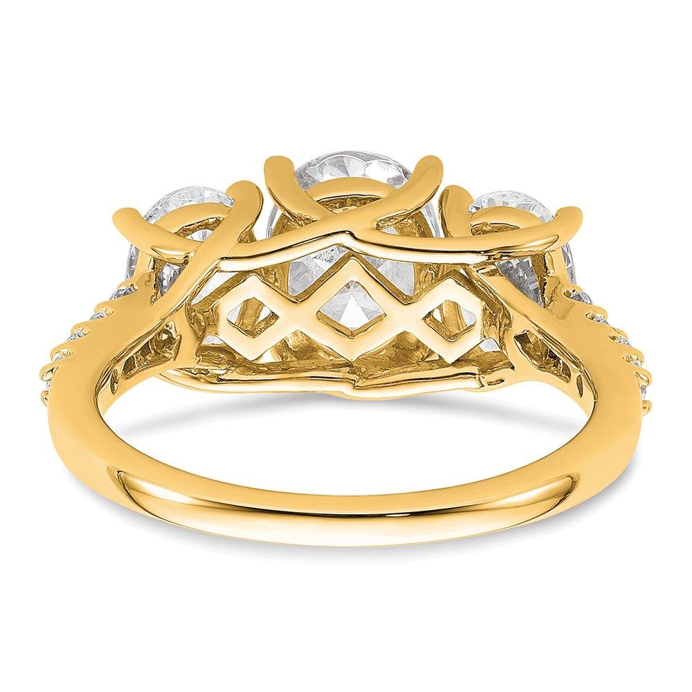 14K Yellow Gold 2 3/4 carat Certified Lab Grown Diamond VS/SI+ G+ Oval Complete Three Stone Engagement Ring