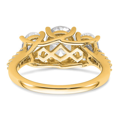 14K Yellow Gold 2 3/4 carat Certified Lab Grown Diamond VS/SI+ G+ Oval Complete Three Stone Engagement Ring