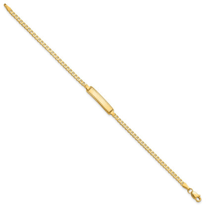 14K Yellow Gold Polished Solid Chain/Solid Plate Curb Link Diamond-cut 20x5mm Plate 8 Inch ID Bracelet