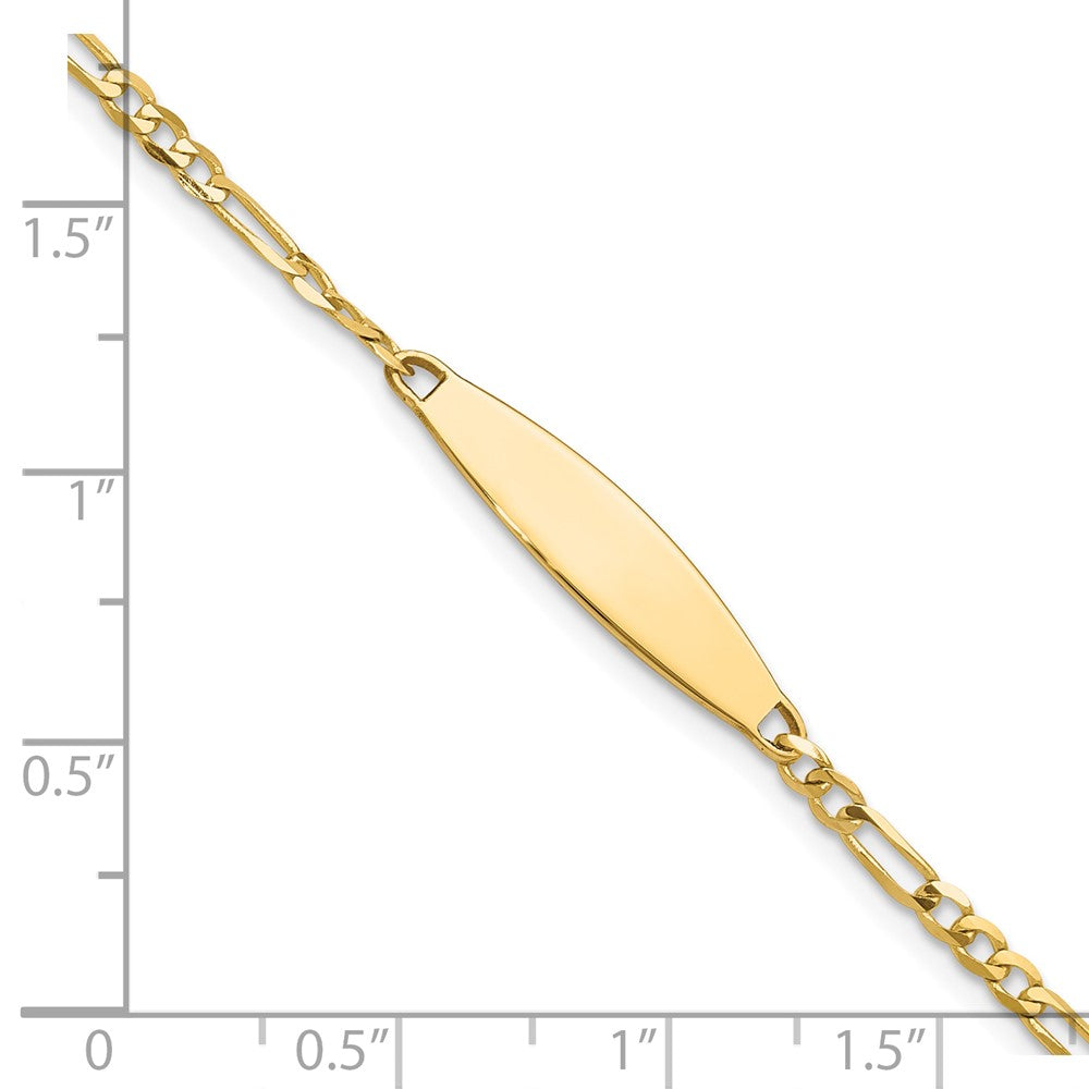 14K Yellow Gold Polished Solid Chain/Solid Plate Figaro Link 24.6x5.5mm Plate 8 Inch ID Bracelet
