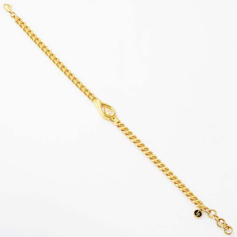 14K Yellow Gold Curb Moissanite Bracelet 0.80 Ct