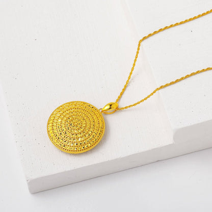 14K Yellow Gold Round Shaped Sparkling Bridal Necklace