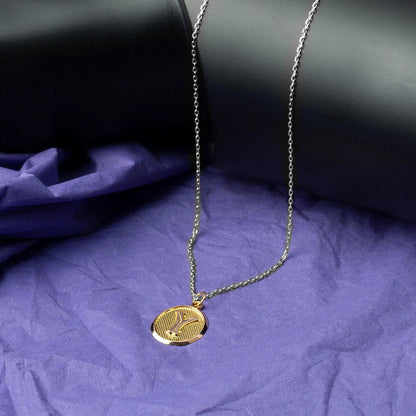 14K Yellow Gold Oval Initial Y Pendant