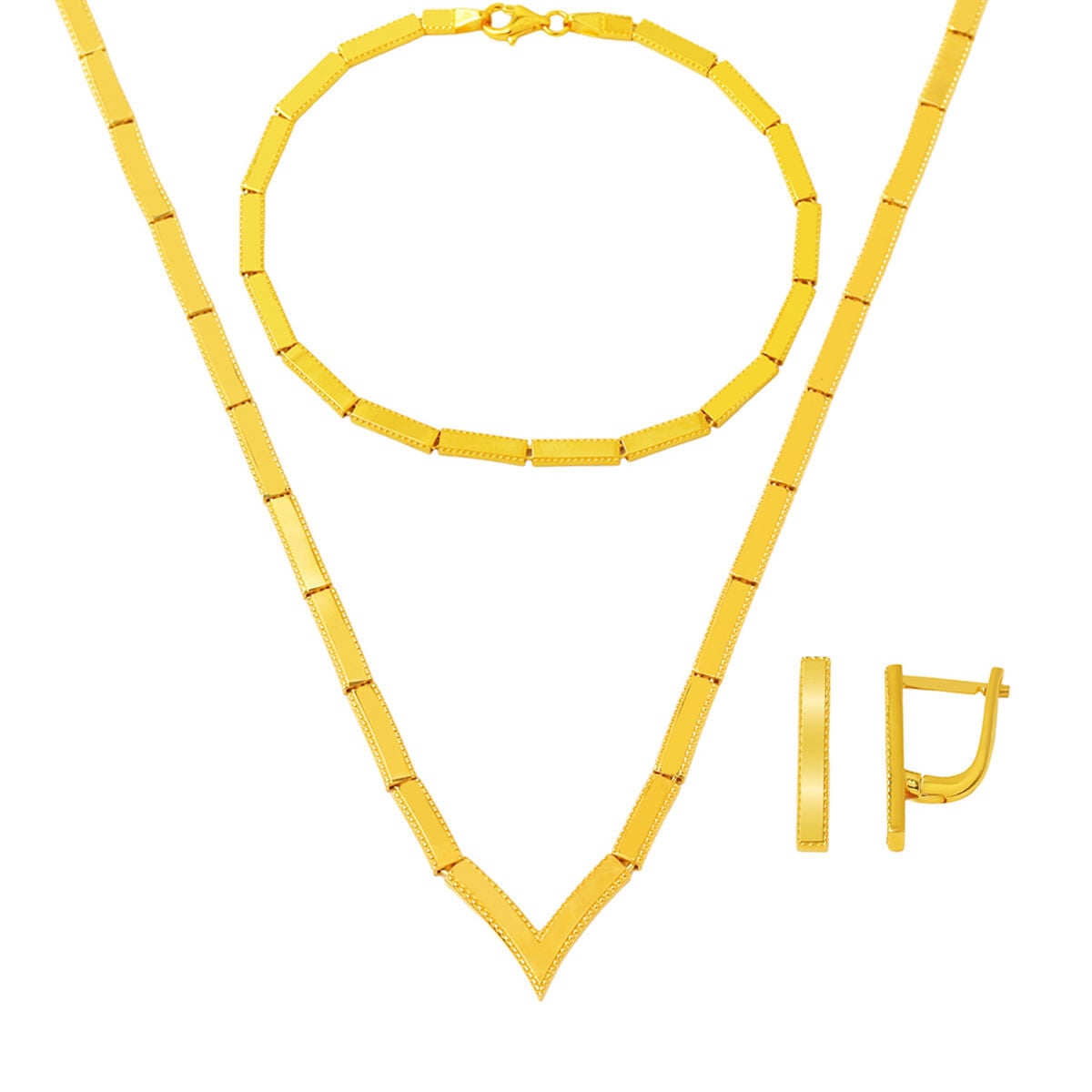 14K Yellow Gold Chevron Ajda Jewelry Set