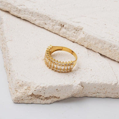14K Yellow Gold Minimalist Baguette Cubic Zirconia Ring