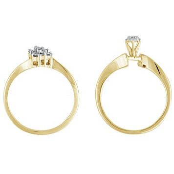 10k Yellow Gold Marquise Diamond Solitaire Bridal Wedding Ring Set 1/4 Cttw