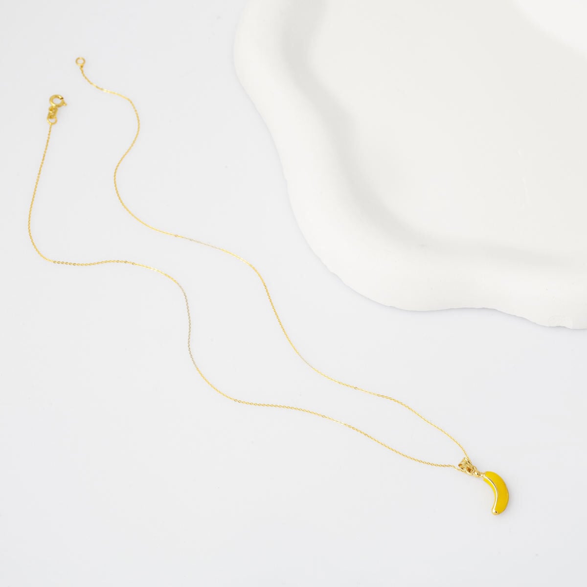 14K Yellow Gold Banana Fruit Necklace