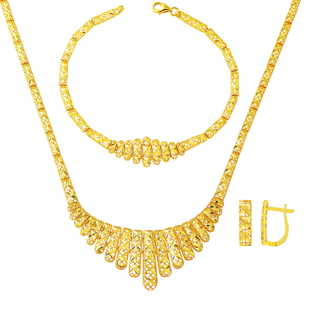 14K Yellow Gold Cleopatra Design Jewelry Set