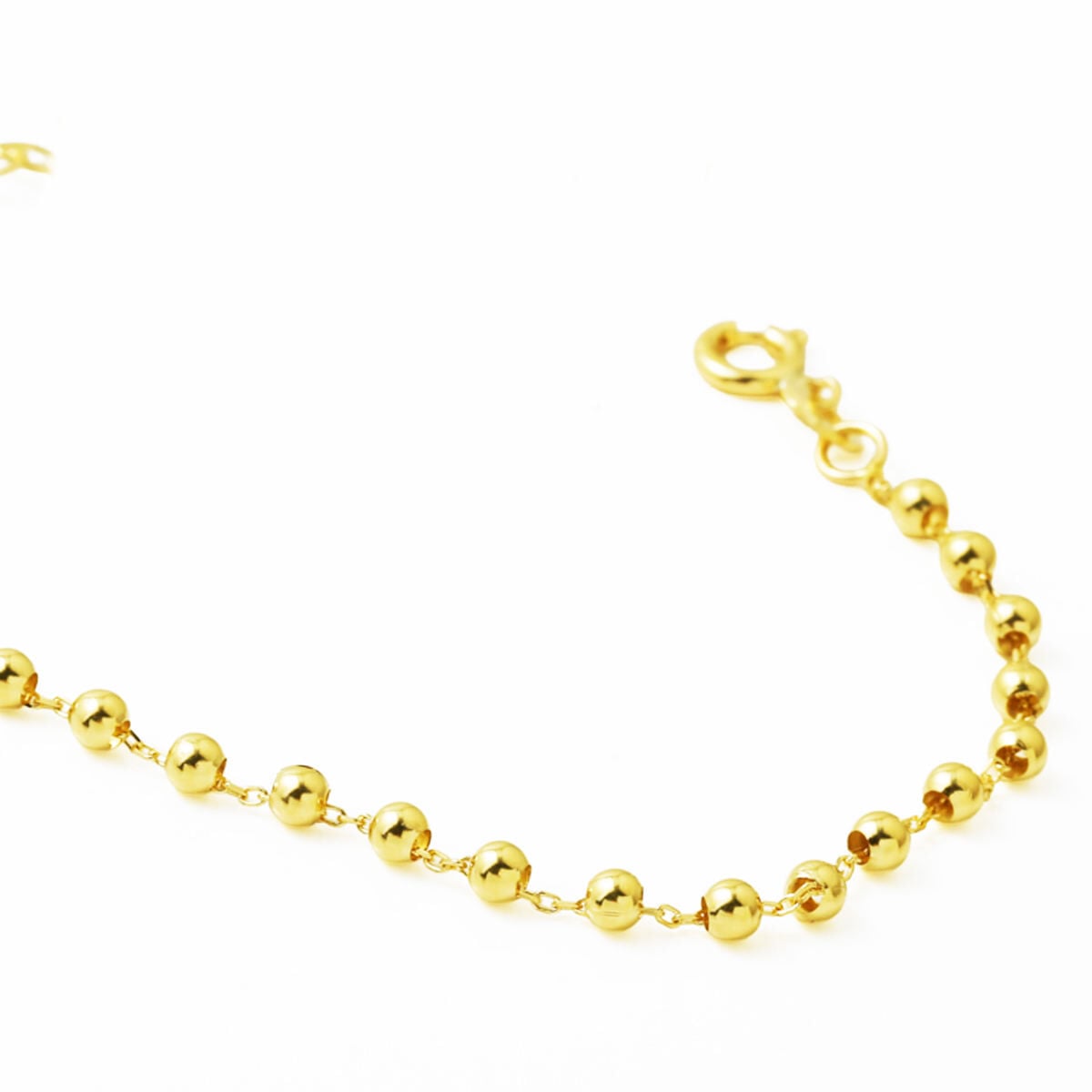 14K Yellow Gold High Polish Bead Lightweight Bracelet