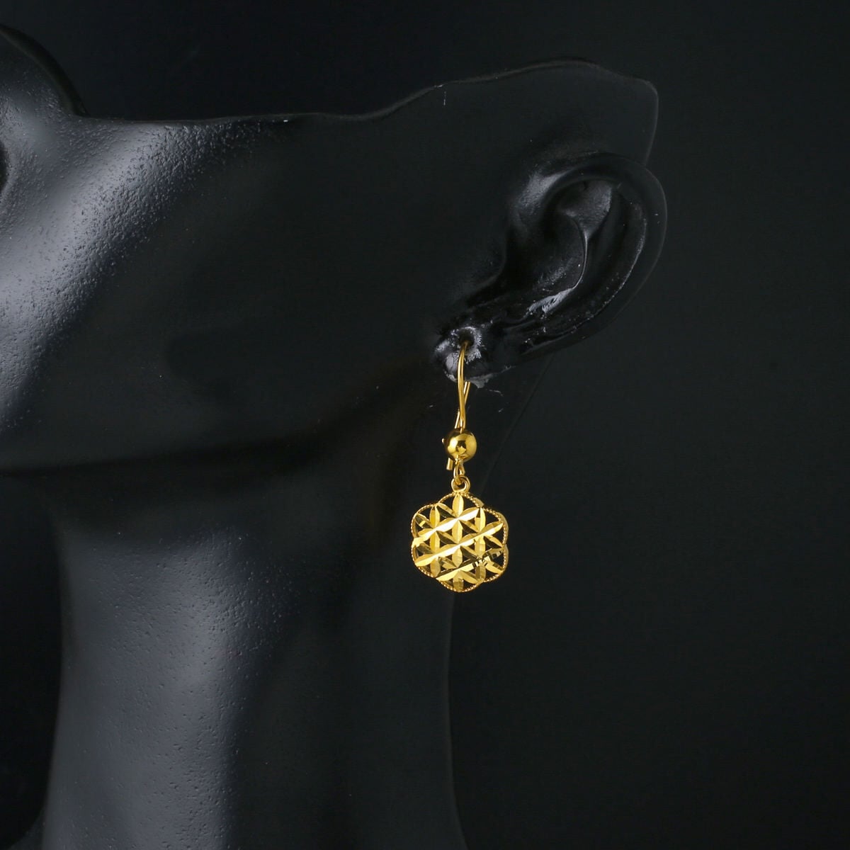 14K Yellow Gold Flower of Life Dangle Earrings