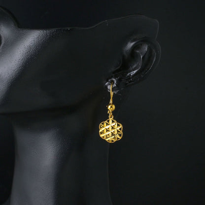 14K Yellow Gold Flower of Life Dangle Earrings