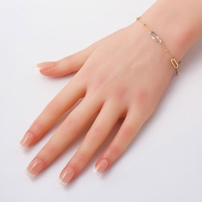 14K Yellow Gold Two-Tone Paperclip Ball Bracelet