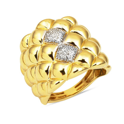 14K Yellow Gold Sparkling Design Cubic Zirconia Ring