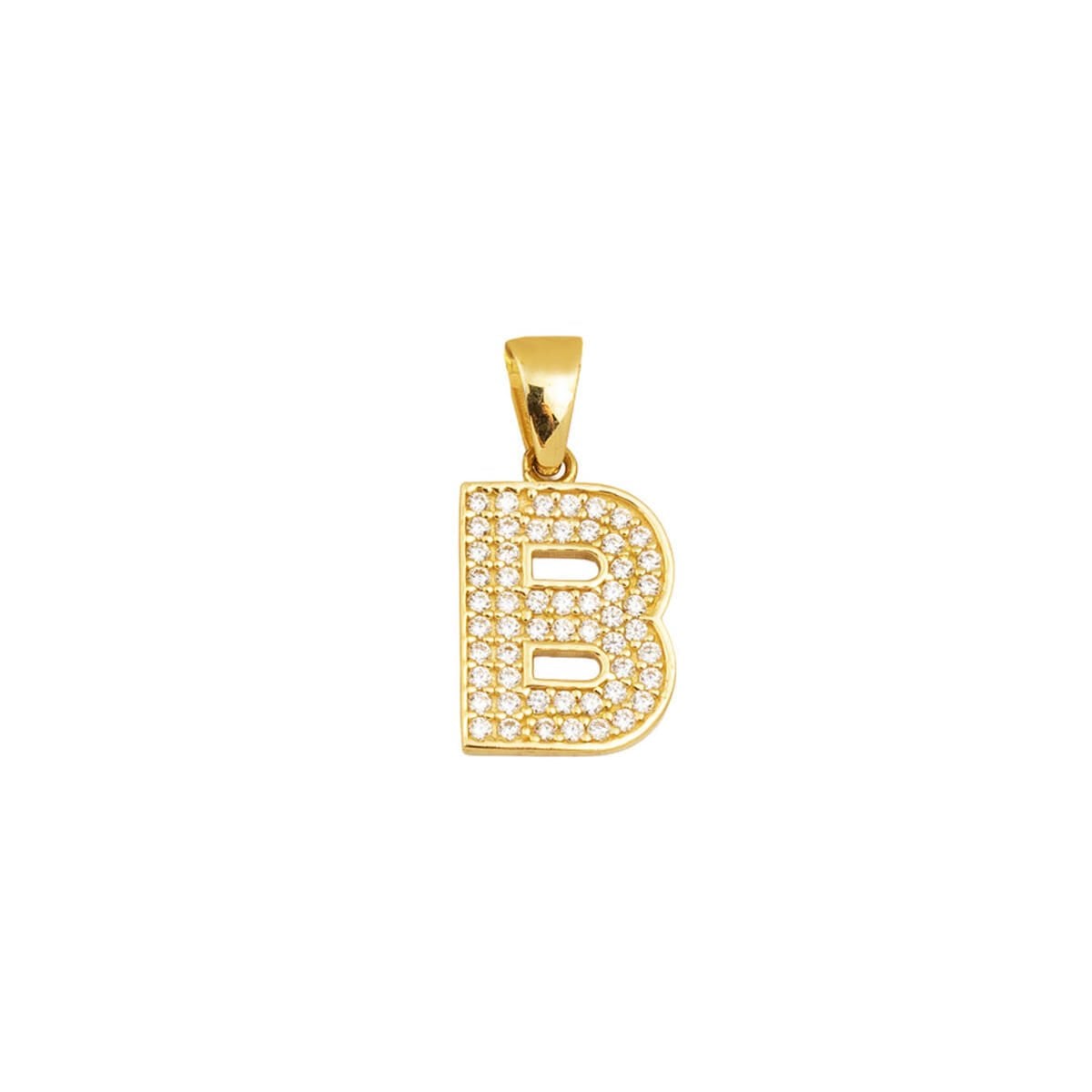14K Yellow Gold Initial B Cubic Zirconia Pendant