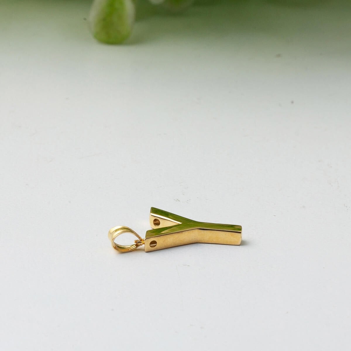 14K Yellow Gold Classic Y Initial Necklace