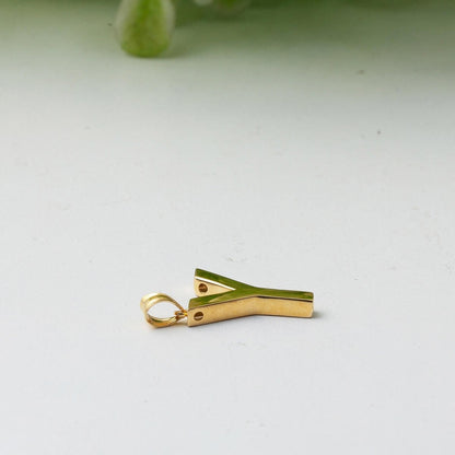 14K Yellow Gold Classic Y Initial Necklace