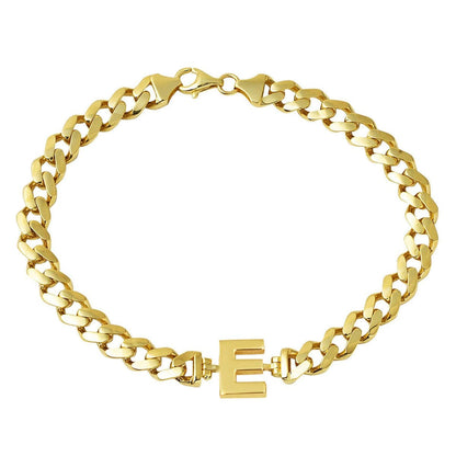 14K Yellow Gold Initial E Curb Bracelet (6.75 g)