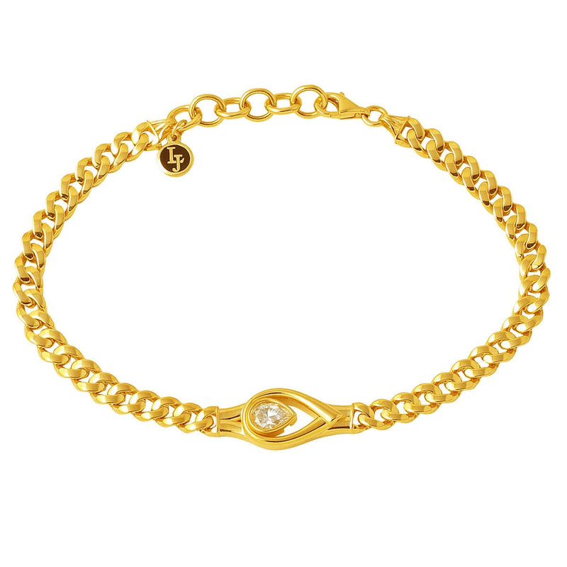 14K Yellow Gold Curb Moissanite Bracelet 0.80 Ct