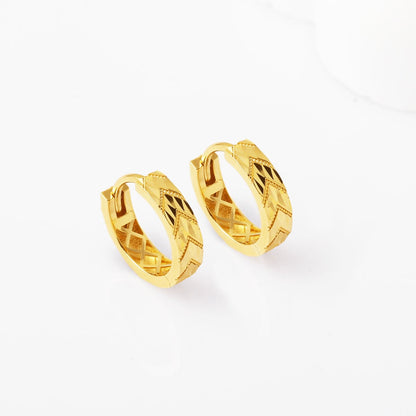 14K Yellow Gold Arrow Design Hoop Earrings
