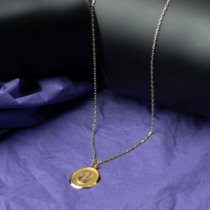 14K Yellow Gold Oval Initial O Pendant