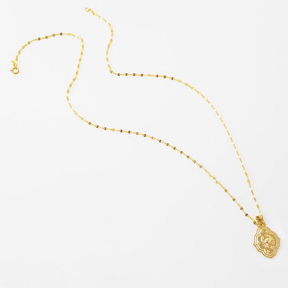 14K Yellow Gold Retro Cancer Zodiac Necklace