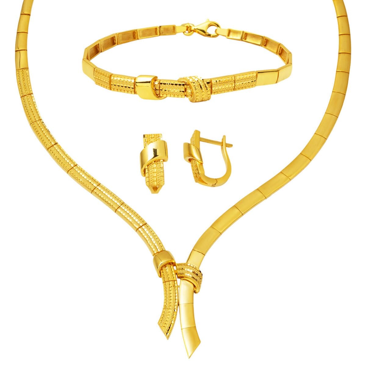 14K Yellow Gold Arched Wedding Set