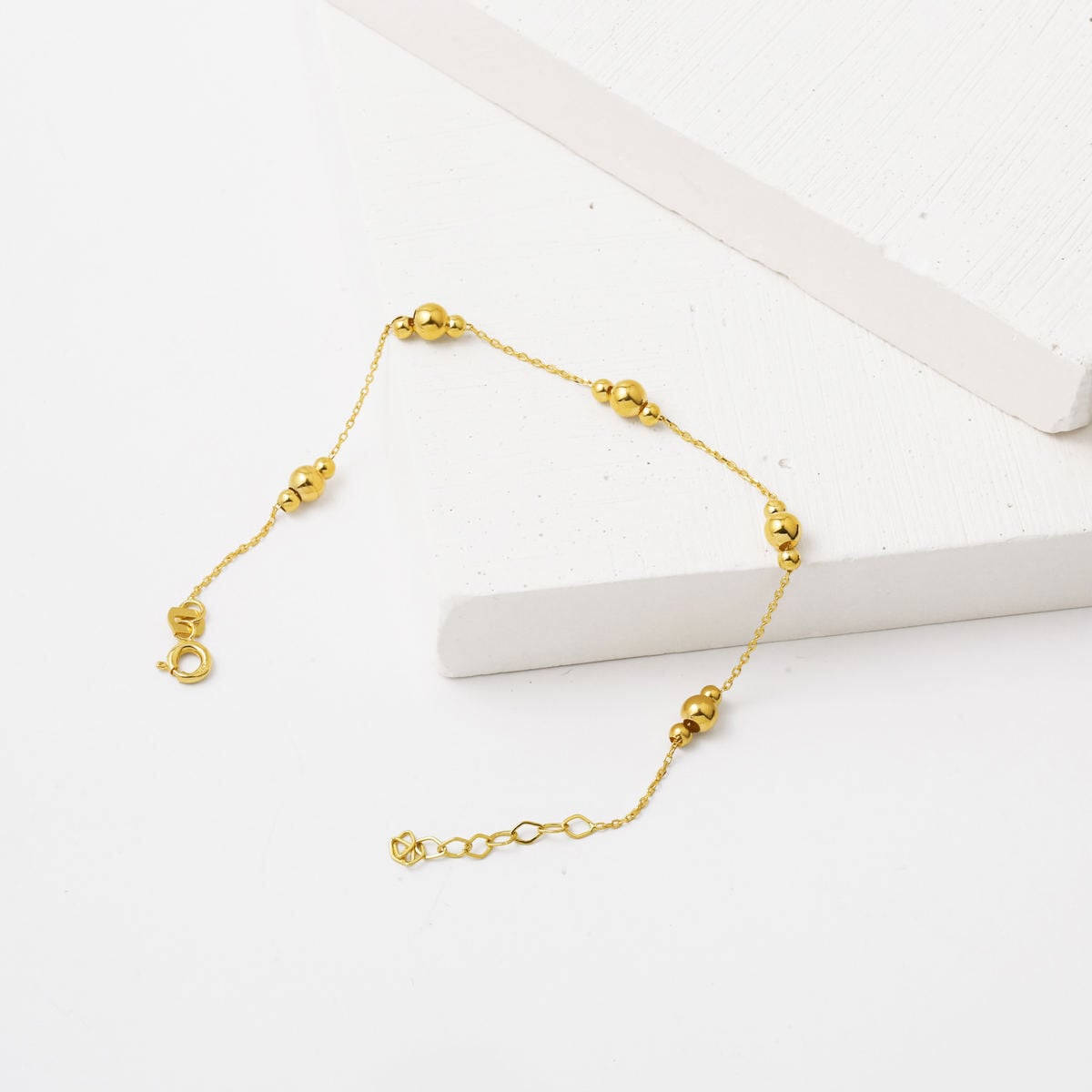 14K Yellow Gold Minimalist Bead Chain Bracelet