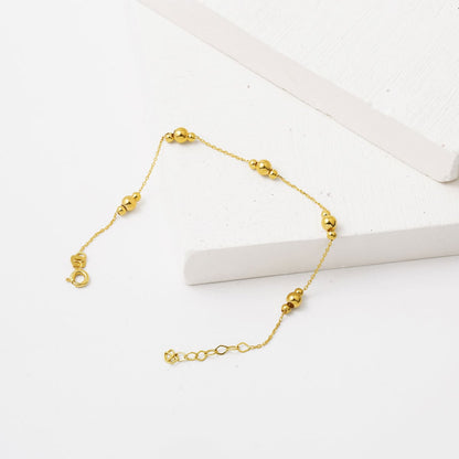 14K Yellow Gold Minimalist Bead Chain Bracelet
