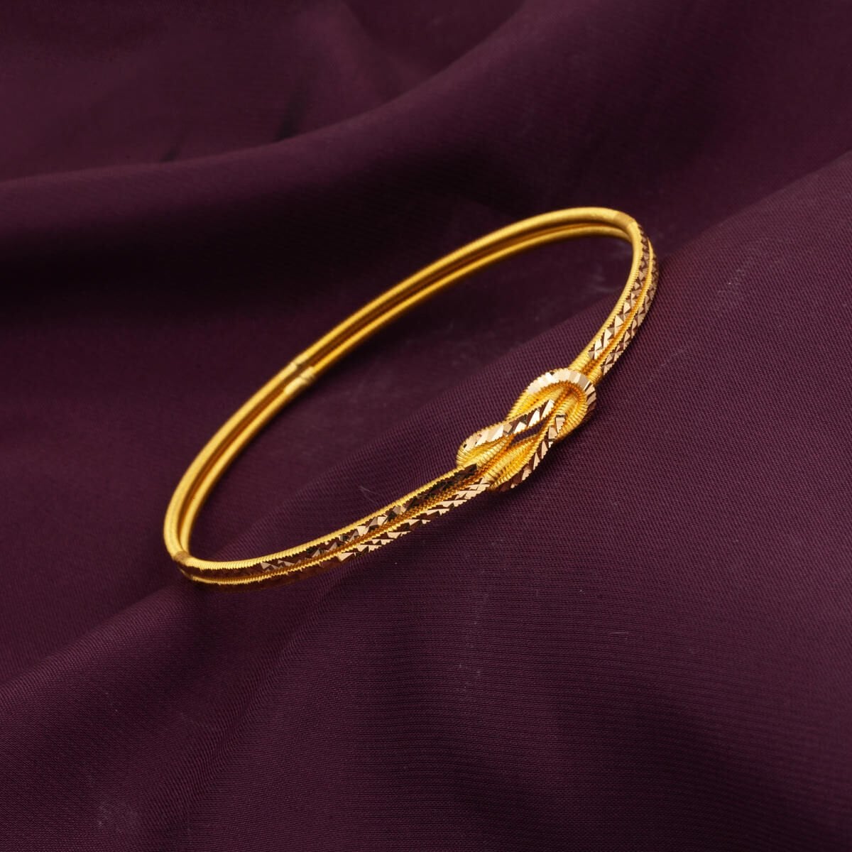 22K Yellow Gold Crystal Love Knot Bangle