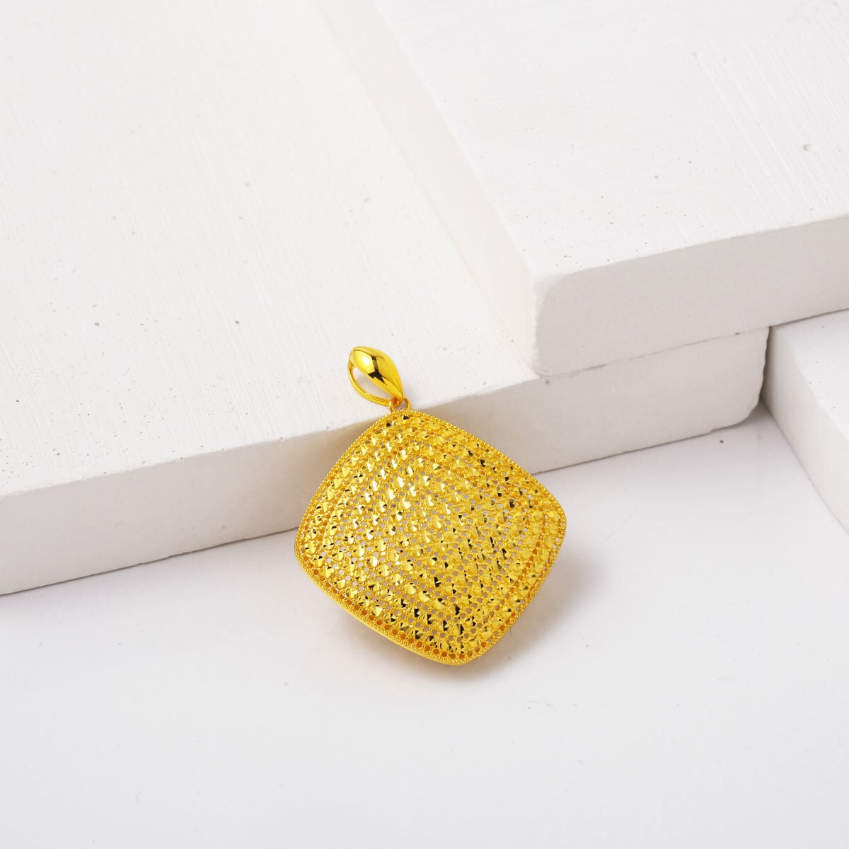 14K Yellow Gold Flower of Life Hand Engraved Pendant