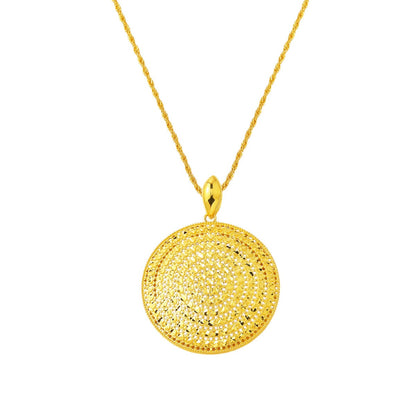 14K Yellow Gold Round Shaped Sparkling Bridal Necklace