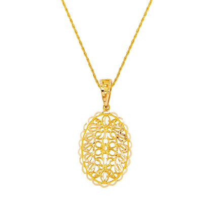 14K Yellow Gold Engraved Elegant Engagement Necklace