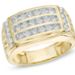 $2064 Men's 1 CT. T.W. REAL Diamond Three Row Ring in 14K Yellow Gold
