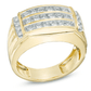 $2064 Men's 1 CT. T.W. REAL Diamond Three Row Ring in 14K Yellow Gold