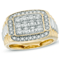$1518 Men's 1 CT Diamond Rectangular Anniversary Ring in 10K Two-Tone Gold