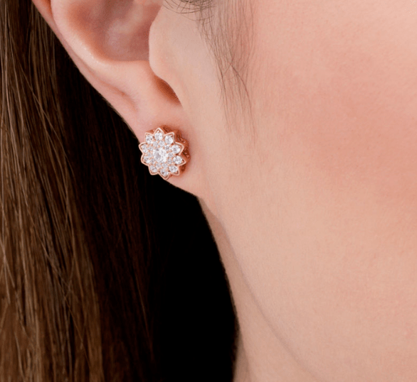 $1200 1 CT. REAL Diamond Flower Stud Earrings 8K/10K Yellow White or Rose Gold
