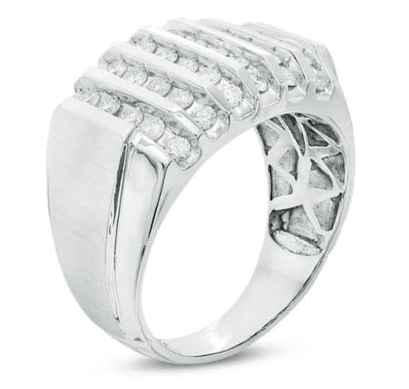 $2329 Men's 1 CT. T.W. Diamond Vertical Multi-Row Ring in 14K White Gold