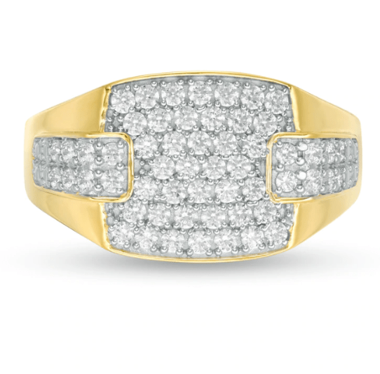 $900 Men's 1 CT. T.W. Diamond Collar Overlay Ring in 10K Yellow Gold