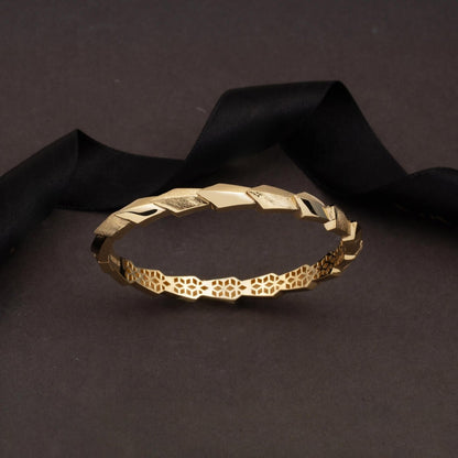 14K Yellow Gold Drop Hinged Cuff Bangle