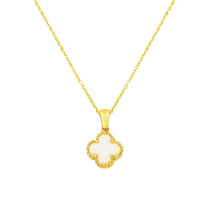 14K Yellow Gold Clover Mother of Pearl Necklace (2.02 g)