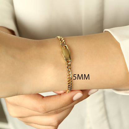 14K Yellow Gold Hollow Miami Cuban Link Men's Women's Chain Bracelet 5mm-20mm 6" 7" 8" 9"