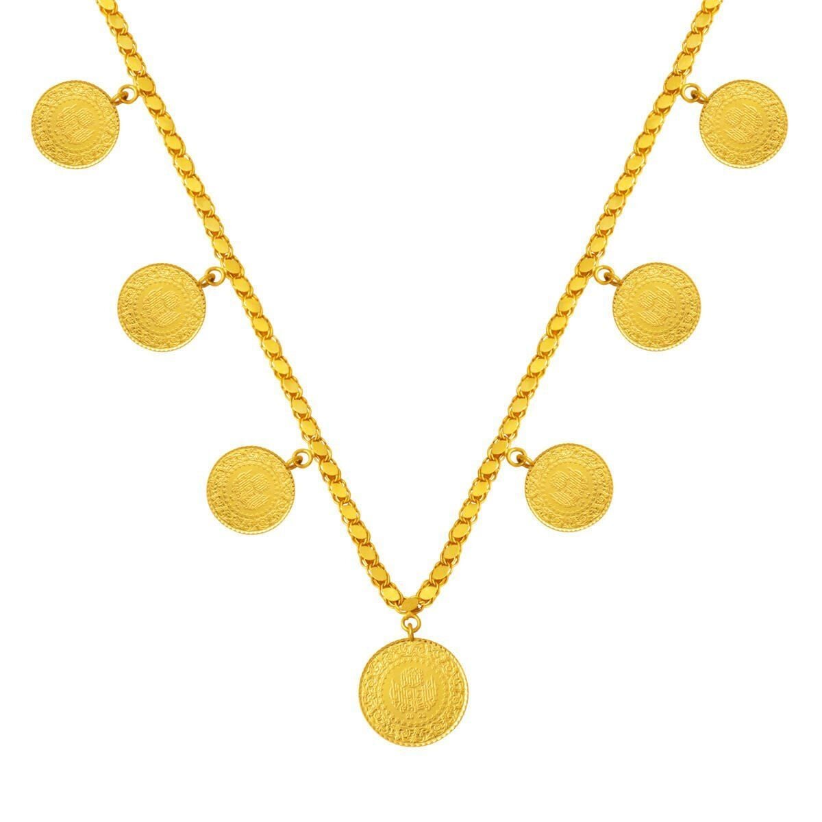 22K Yellow Gold 6 Quarter Coin 1 Half Coin Chain
