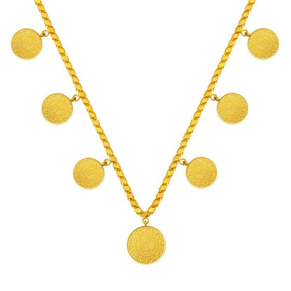 22K Yellow Gold 6 Quarter Coin 1 Half Coin Chain