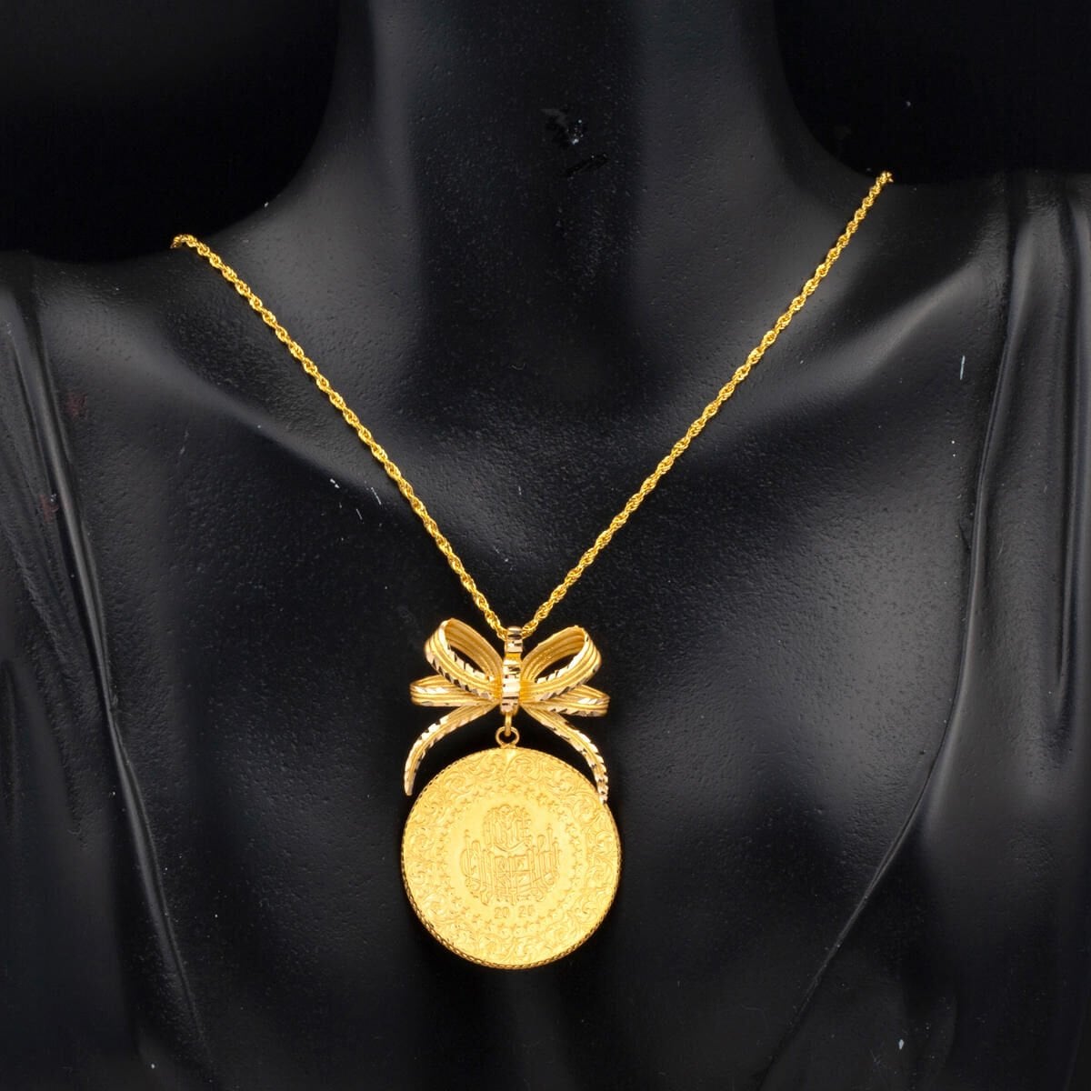 22K Yellow Gold Full Bow Necklace