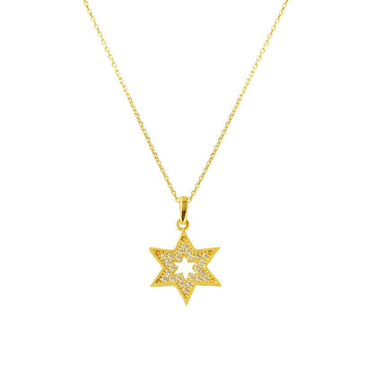 14K Yellow Gold Vera Star Cubic Zirconia Necklace