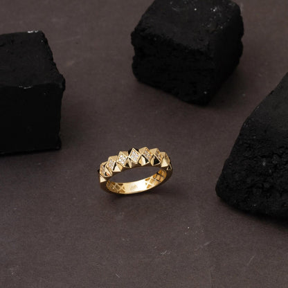 14K Yellow Gold Prism Cubic Zirconia Women's Ring