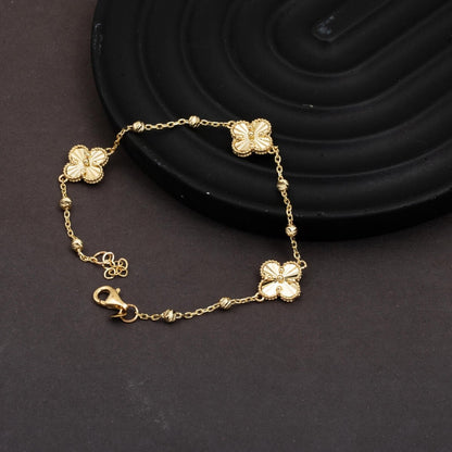 14K Yellow Gold Sparkling Clover Bracelet