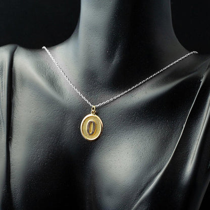 14K Yellow Gold Oval Initial O Pendant